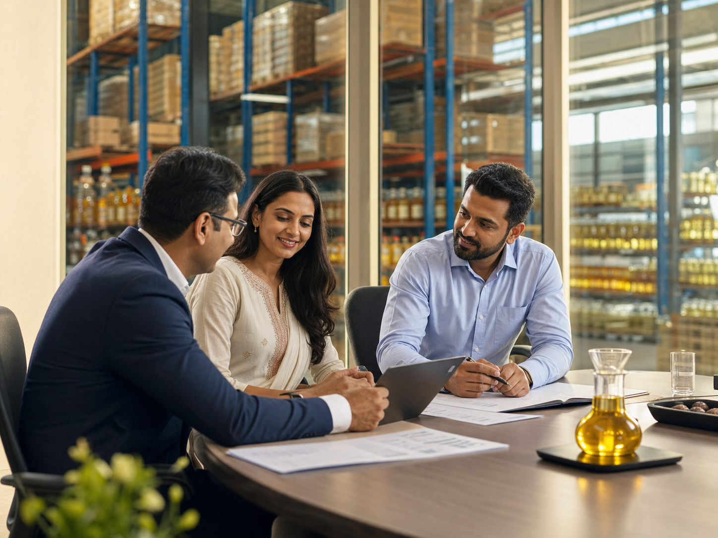 Primearth team discussing a supply partnership