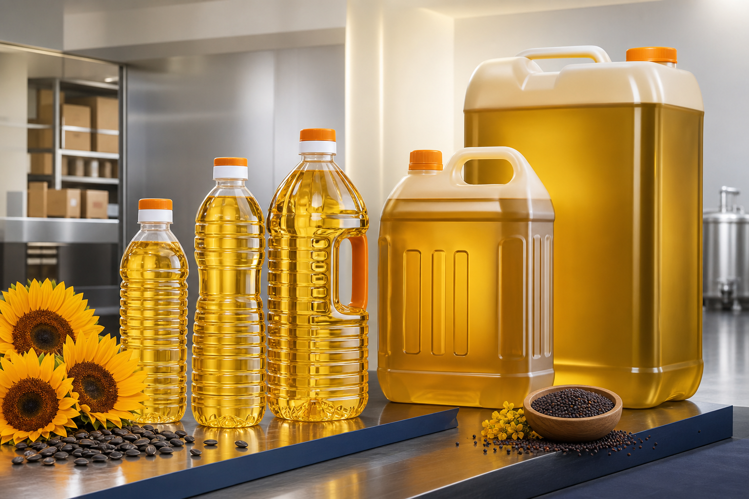 Refined edible oil in retail and bulk formats